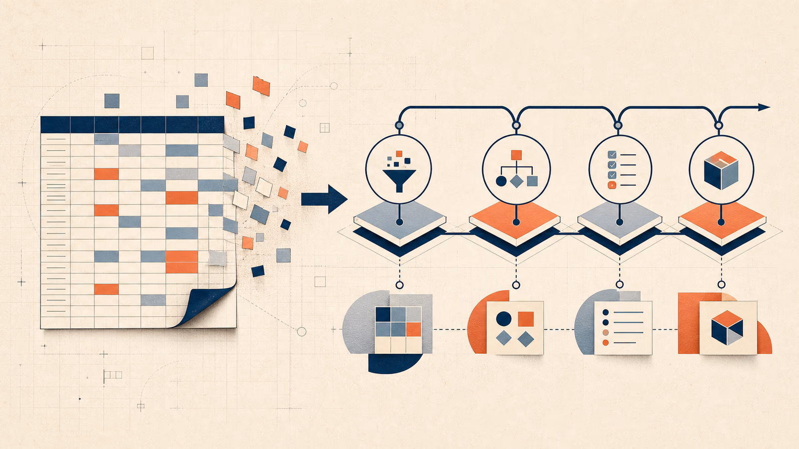 Ilustración editorial sobre Alternativas a Excel para procesos operativos de empresa